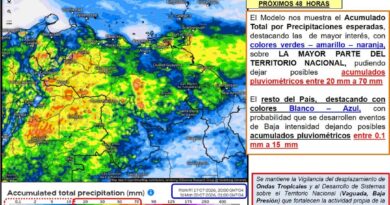 Prevén lluvias en las próximas 24 y 48 horas en Falcón
